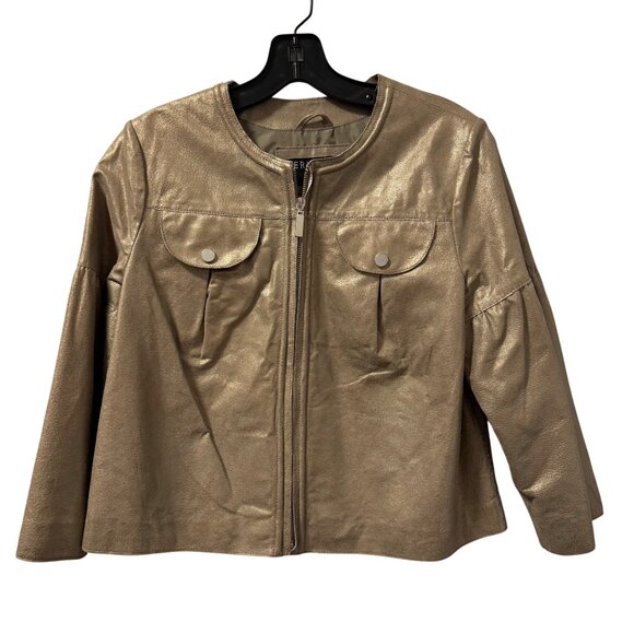 Bernardo Womens Gold Faux Leather Jacket Size S jacket - Picture 4 of 12